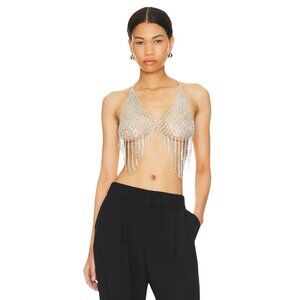 petit moments Vanessa Bralette in Silver One Size Womens Crystals Rhinestones